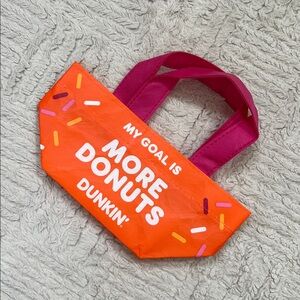 Dunkin’ Mini Tote Bag orange tote with pink handles, New condition